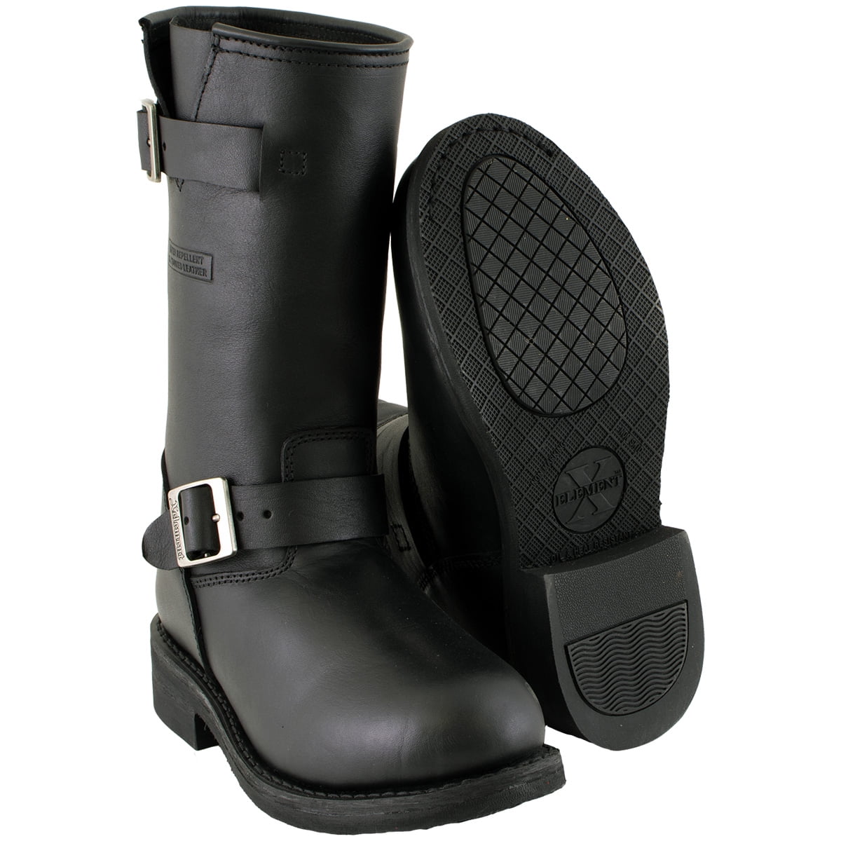 Xelement 2440 Women s Classic Black Leather Advanced Engineer Motorcycle Biker Boots 9.5