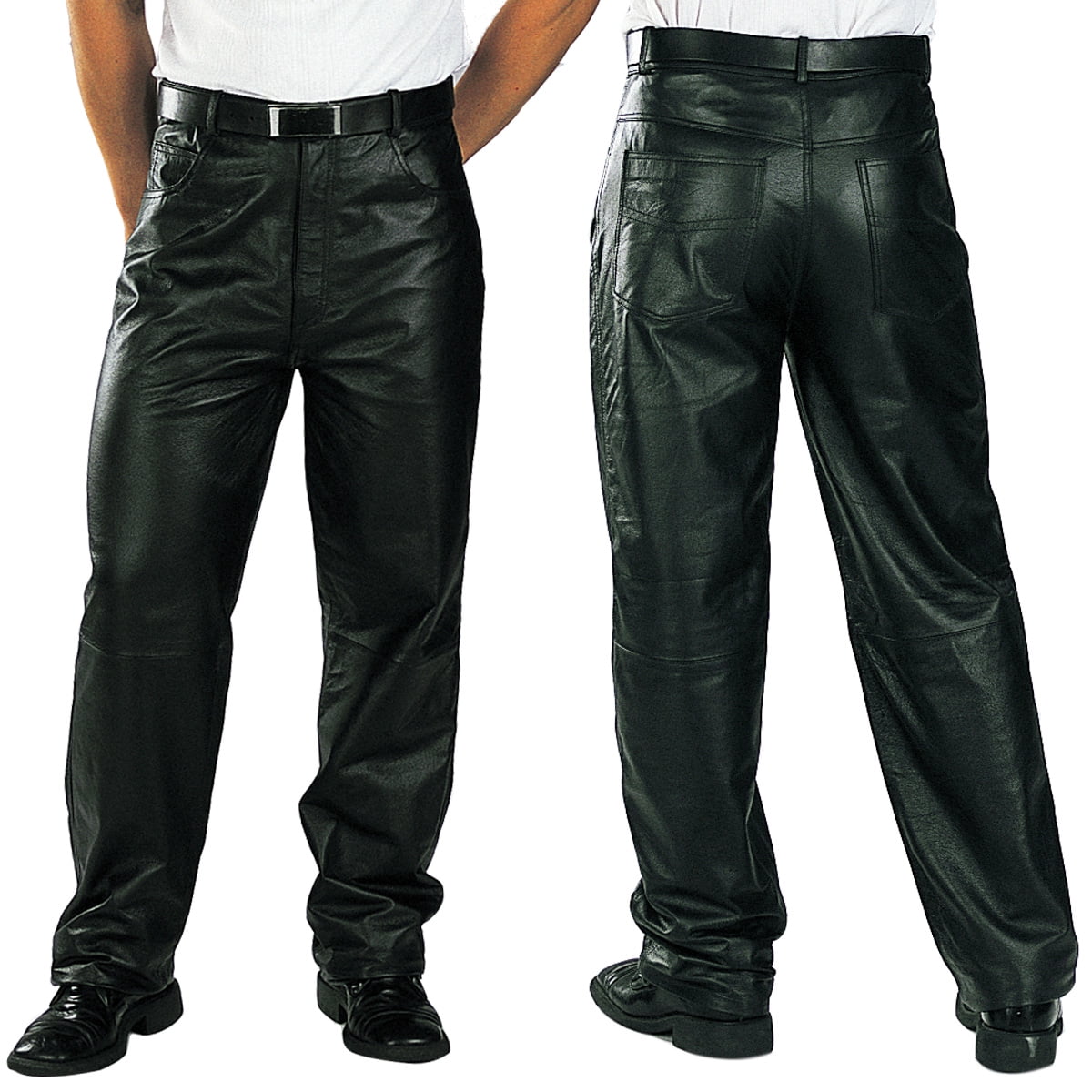 Xelement 860 Men's 'Classic' Black Loose Fit Motorcycle Casual Leather  Pants 50