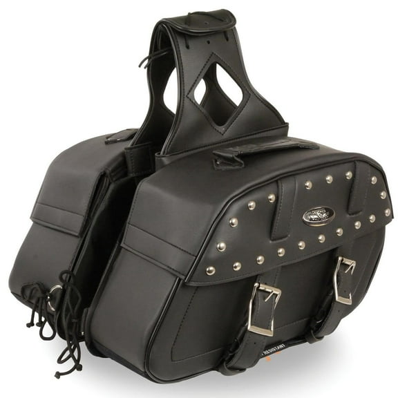 Milwaukee Leather Unisex Zip-Off Studded Throw Over Rounded Saddle Bag Black One Size