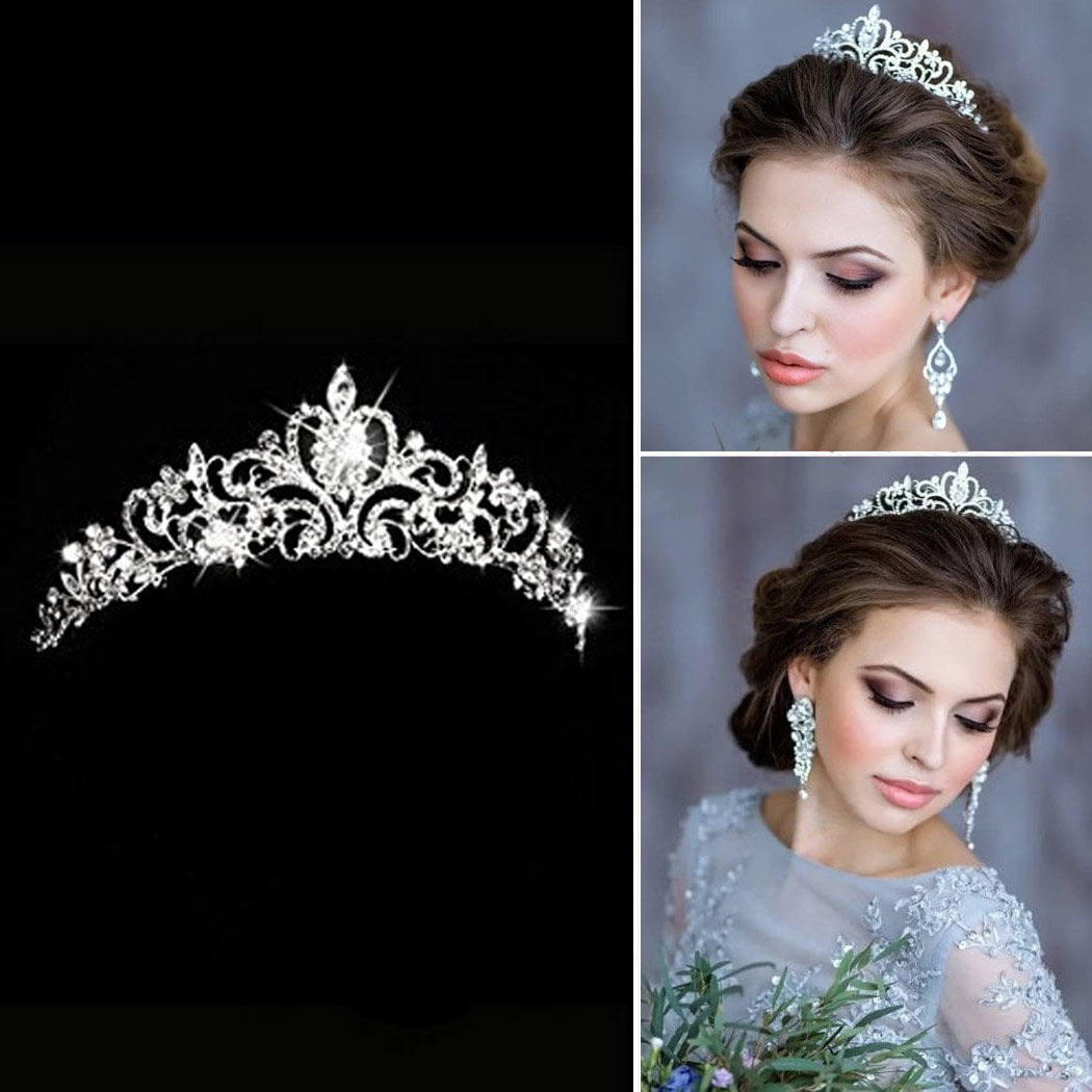 Xelparuc Bridal Wedding Crown and Tiara with Crystals for Bride Hair