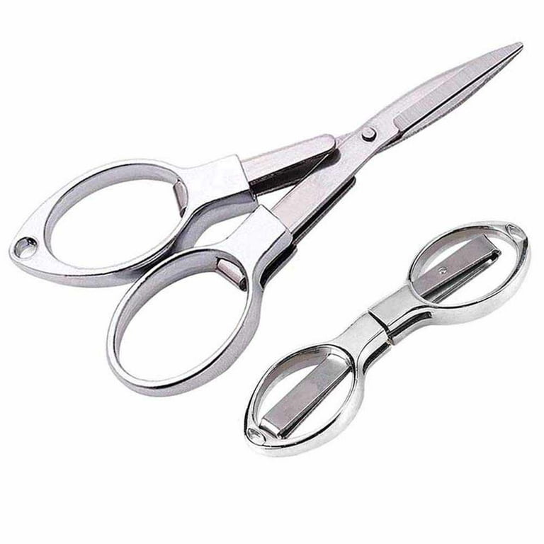 Xelparuc Foldable Scissors, Stainless Steel Portable Travel Scissors, Small Folding Scissors Pointy Sewing Scissor, Craft Scissors Yarn Cutter, Snips