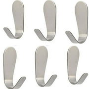 Xelparuc Self Adhesive Hooks, 304 Stainless Steel Heavy Duty Sticky Wall Hooks, Waterproof Coat Hooks For Key Robe Towel Hat, For Kitchen Bathroom Shower Toilet 6 Packs