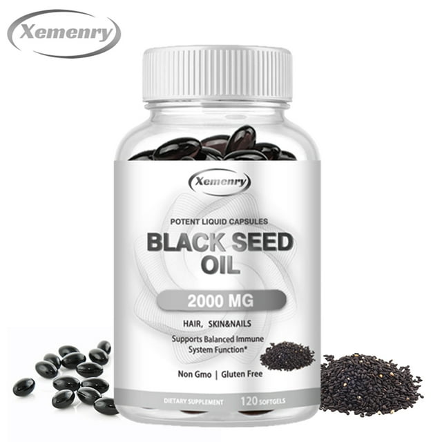 Xemenry Black Seed Oil 2000mg Capsules - 100% Pure Cold Pressed Cumin ...
