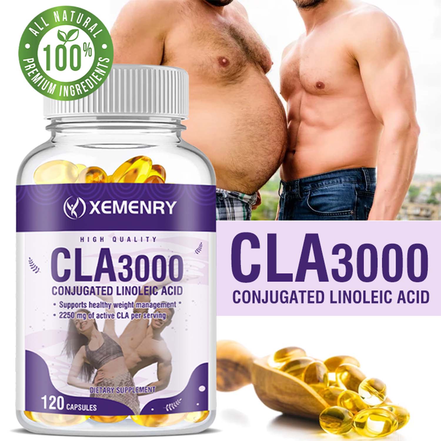 Xemenry CLA 3000 Weight Loss,Belly Fat Burning,Building Muscle Mass
