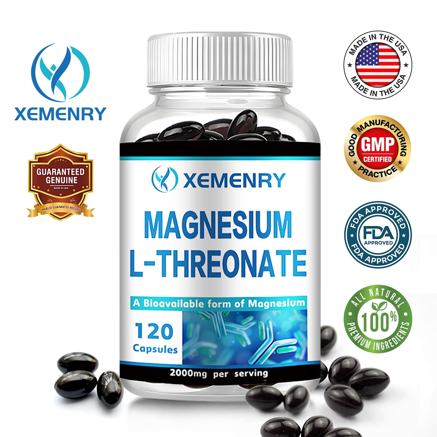 Xemenry Magnesium LThreonate 2000mgPromote Brain Health,Improve