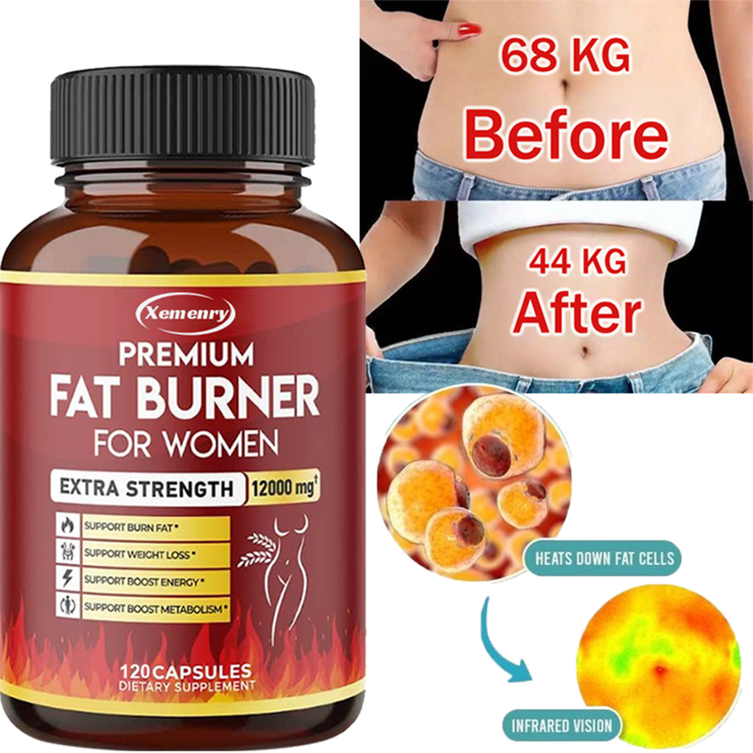 Xemenry Premium Fat Burner for Women Weight Loss,Suppress Appetite