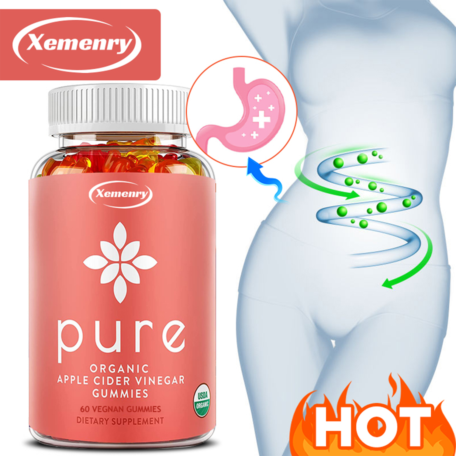 Xemenry Pure Organic Apple Cider Vinegar Gummies Weight Loss