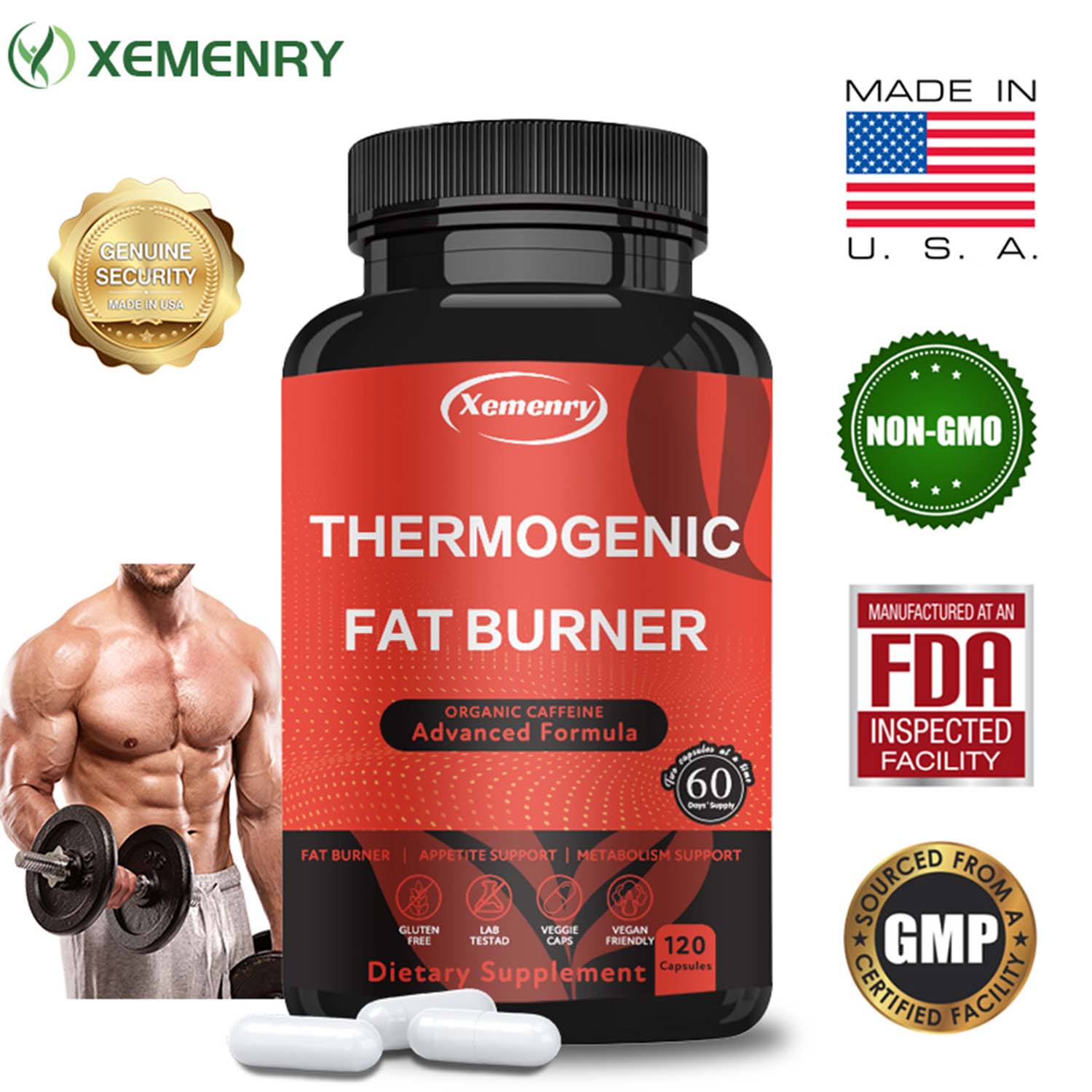 Xemenry Thermogenic Fat BurnerWeight Loss Support, Suppress Appetite