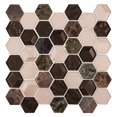 thumbnail image 1 of Xen Spirit Brown 2-in. Honeycomb Polished Glass and Natural Stone Mosaic Wall Tile, 1 of 6