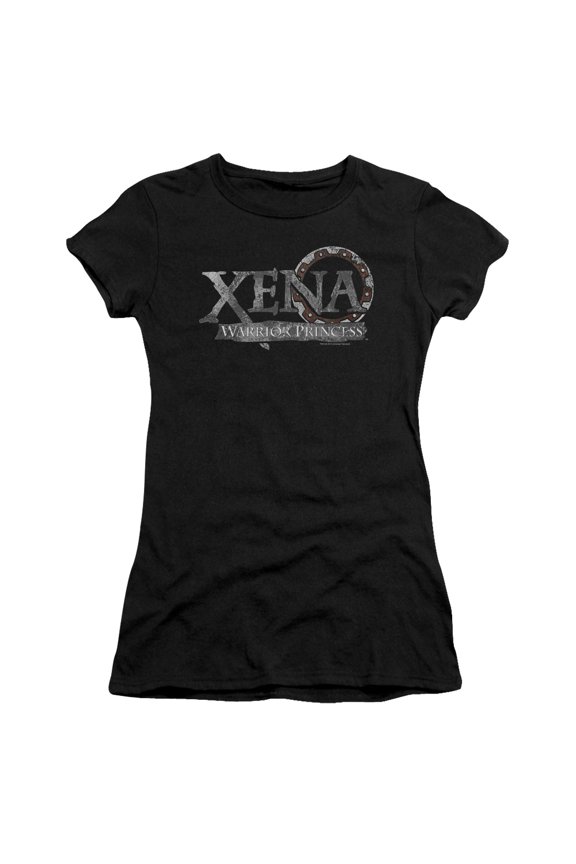 Xena Battered Logo Junior Women's T-Shirt Sheer Black