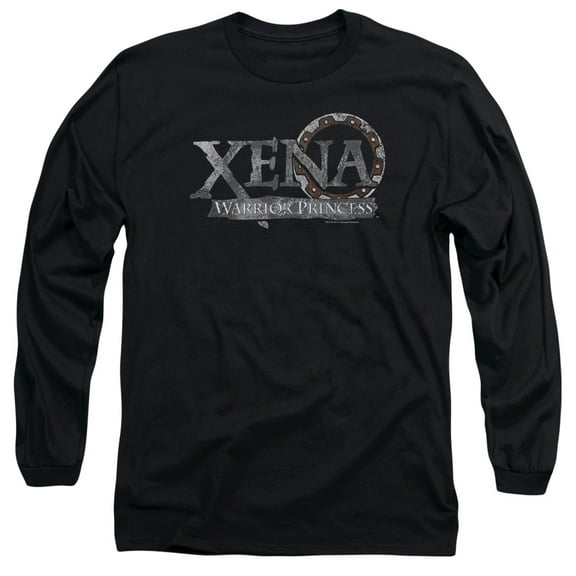 Xena Battered Logo Long Sleeve Adult 18/1 T-Shirt Black