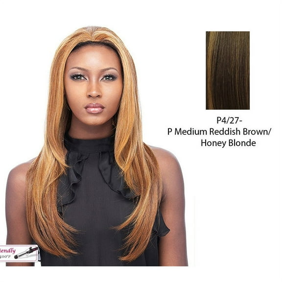 Xena Synthetic Half Wig,Medium brown base with strawberry blonde highlights