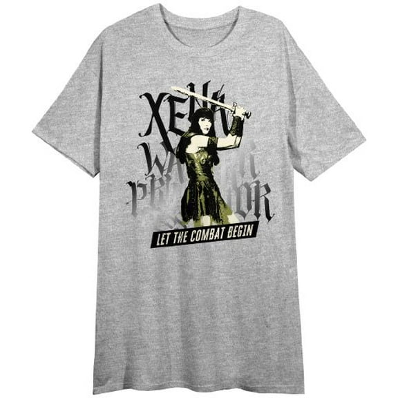 Xena Warrior Princess Crew Neck Short Sleeve Gray Heather Women's Night Shirt-Medium