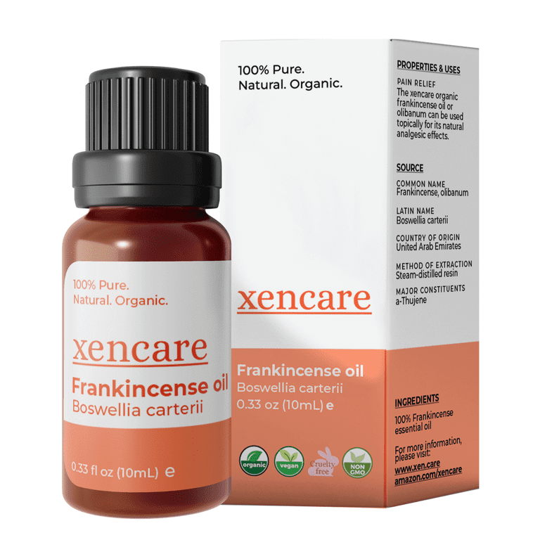 Xencare Frankincense USDA Organic Food Grade Essential Oil, 100% Pure  Natural Undiluted, Edible & Safe to Ingest & for Skin