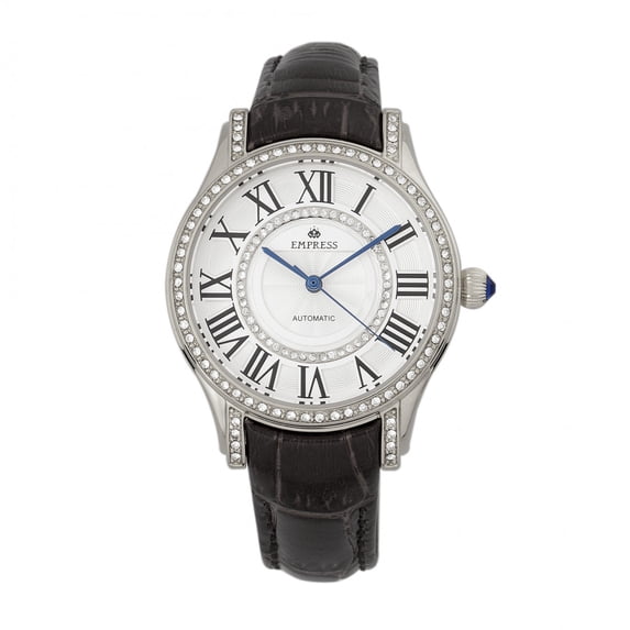 Xenia Automatic Leather-Band Watch - Black