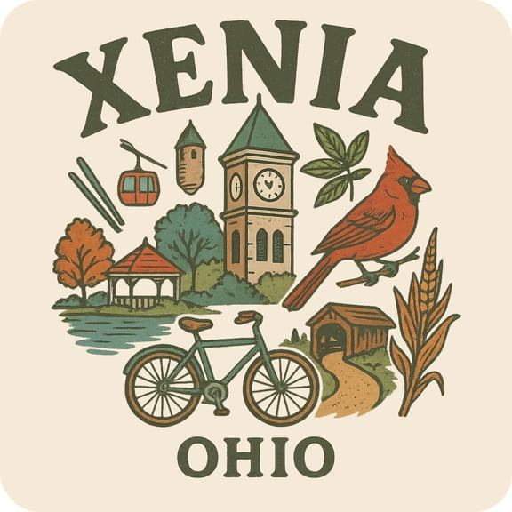 Xenia Ohio Keepsakes Souvenir Vinyl Sticker – Destination Travel Keepsake Collectible (3-Inches Wide)