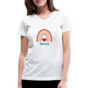 Xenia Vintage Boho Rainbow Women's V-Neck T-Shirt
