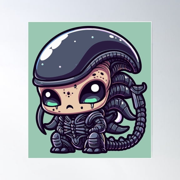 Xenomorph Alien Chibi Poster Wall Art, Modern Wall Decor For Living Room Bedroom, 30x30 UNFRAMED