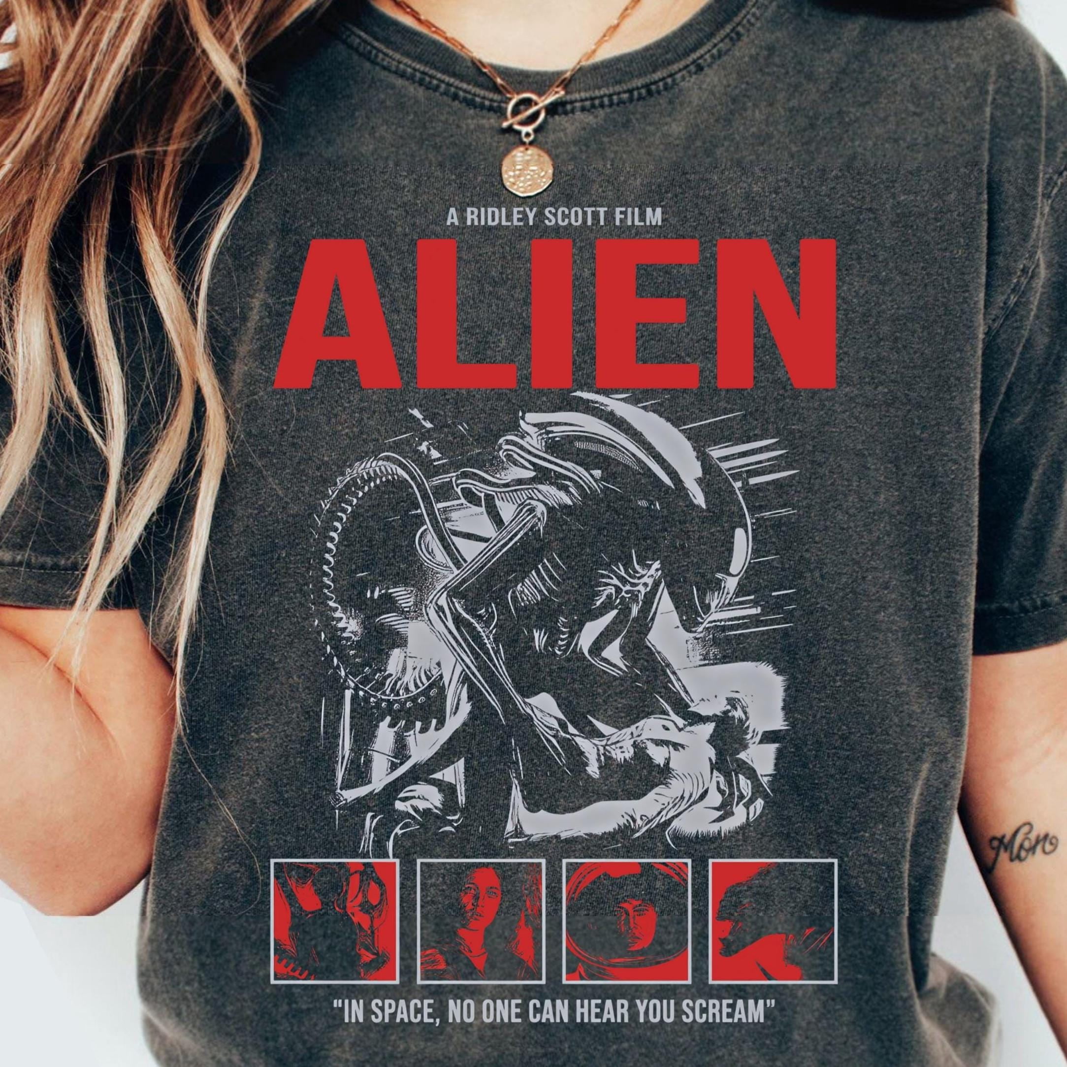 Xenomorph Alien Shirt, Retro Sci-Fi Movie Graphic Tee, Vintage 80s ...