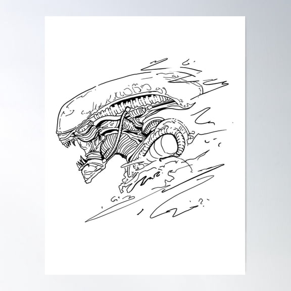 Xenomorph In Motion Poster Wall Art, Modern Wall Decor For Living Room Bedroom, 24x36 UNFRAMED