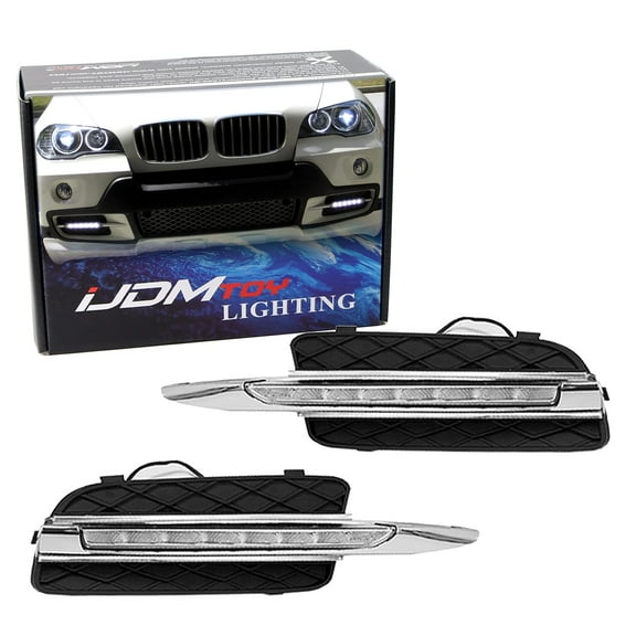 Xenon White 18W High Power Lower Bumper Trim Replace LED Daytime Running Light DRL Lamps For 2007-2010 Pre-LCI BMW E70 X5
