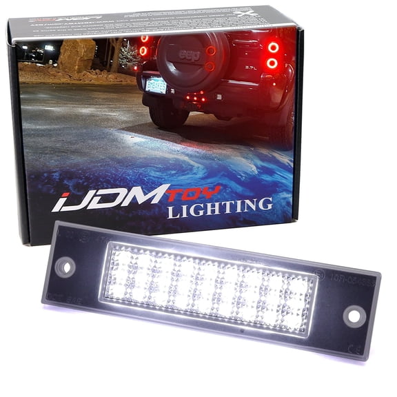 Xenon White Full LED License Plate Light Kit For Dodge Durango Intrepid Stratus Chrysler 300M Sebring Concorde Jeep Liberty, Powered By 27-SMD LED Diodes