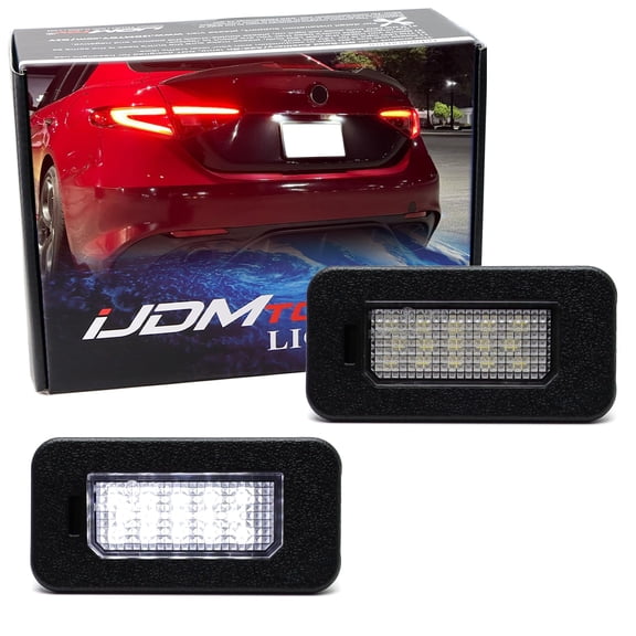 Xenon White Full LED License Plate Light Kit For Alfa Romeo 2016/2017-2022 Giulia & Stelvio, 2024-up Fiat 500e