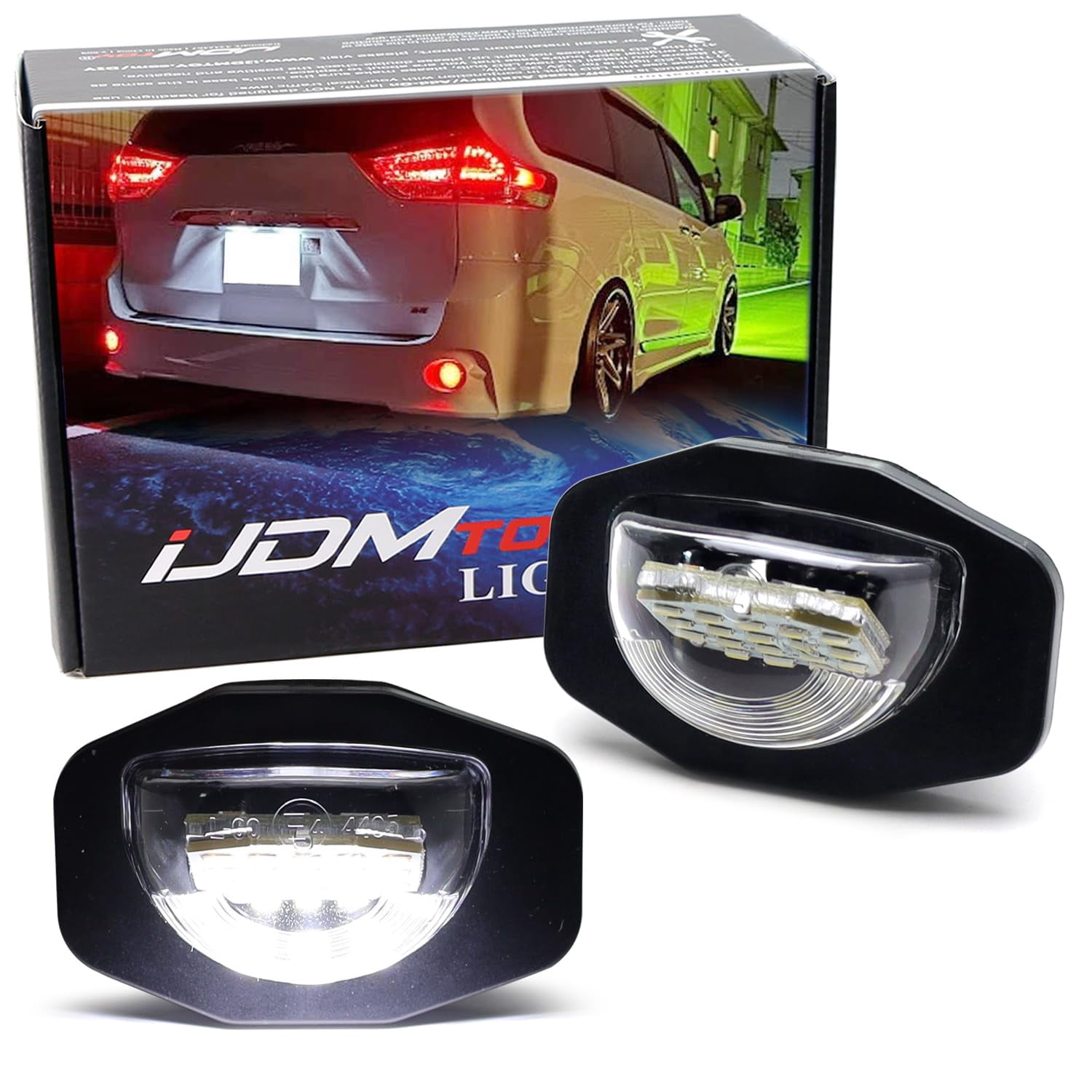 Xenon White Full LED License Plate Light Kit For Toyota 2009-13 Corolla, 2011-20 Sienna, Scion xB xD, Powered By 18-SMD LED Diodes