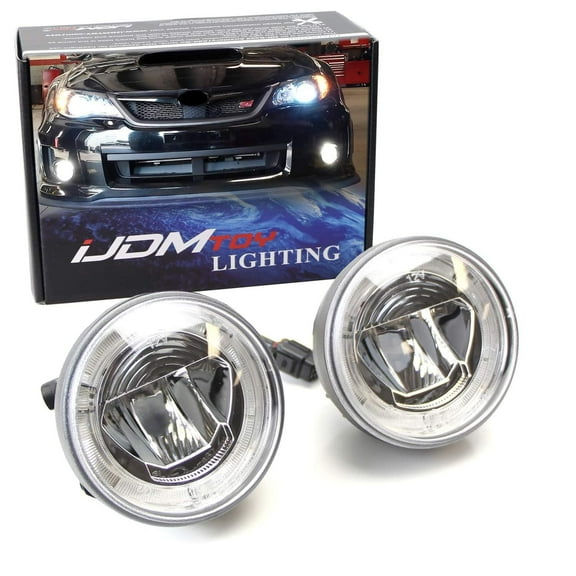 Xenon White LED Daytime Running Light Fog Lamps For 08-14 Subaru Impreza WRX/STi & 09-13 Forester, (6) XP-G LED Lights as Halo DRL & (1) 10W XB-D LED Light as Fog Light
