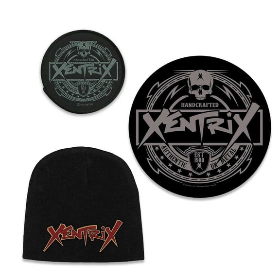 Xentrix Officially Licensed Band Merch Gift Set - 1 Embroidered Beanie, 1 Back Patch, 1 Standard Woven Patch