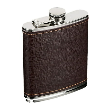Xeoereki Men Faux Leather Wrapped Stainless Steel Vodka Whiskey Alcohol Hip Flask 5-9oz