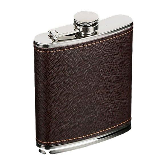 Xeoereki Men Faux Leather Wrapped Stainless Steel Vodka Whiskey Alcohol Hip Flask 5-9oz