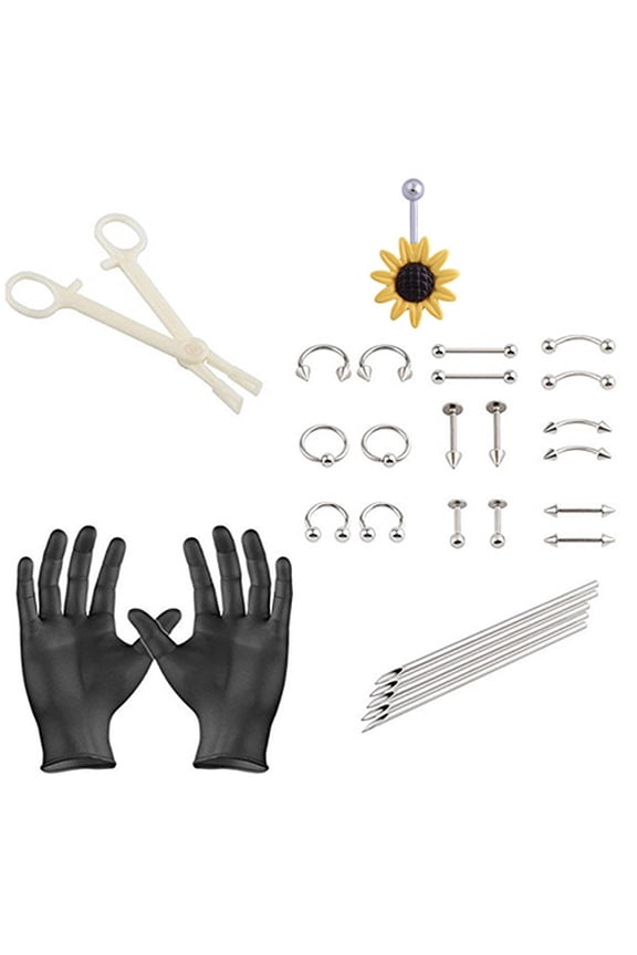 Professional Body Piercing Tool Kit Ear Nose Navel Nipple Stainless Steel Needles Set