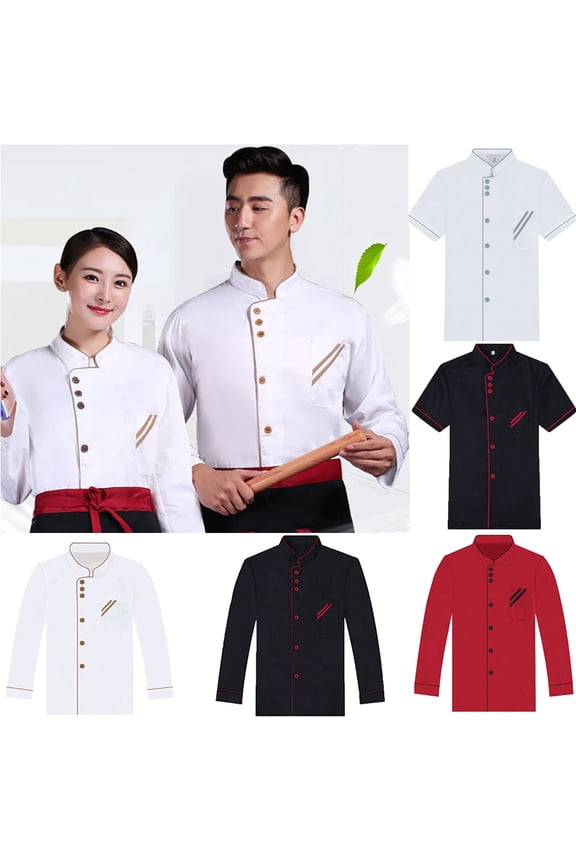 Unisex Short Long Sleeve Chef Jacket Coat Hotel Kitchen Service Uniform Workwear