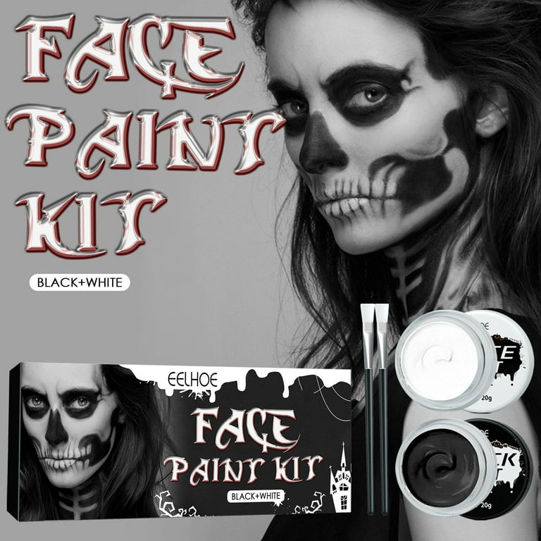 Xerdsx 2PCS Black White Oil Face Body Paint Set,Mini Glow in The