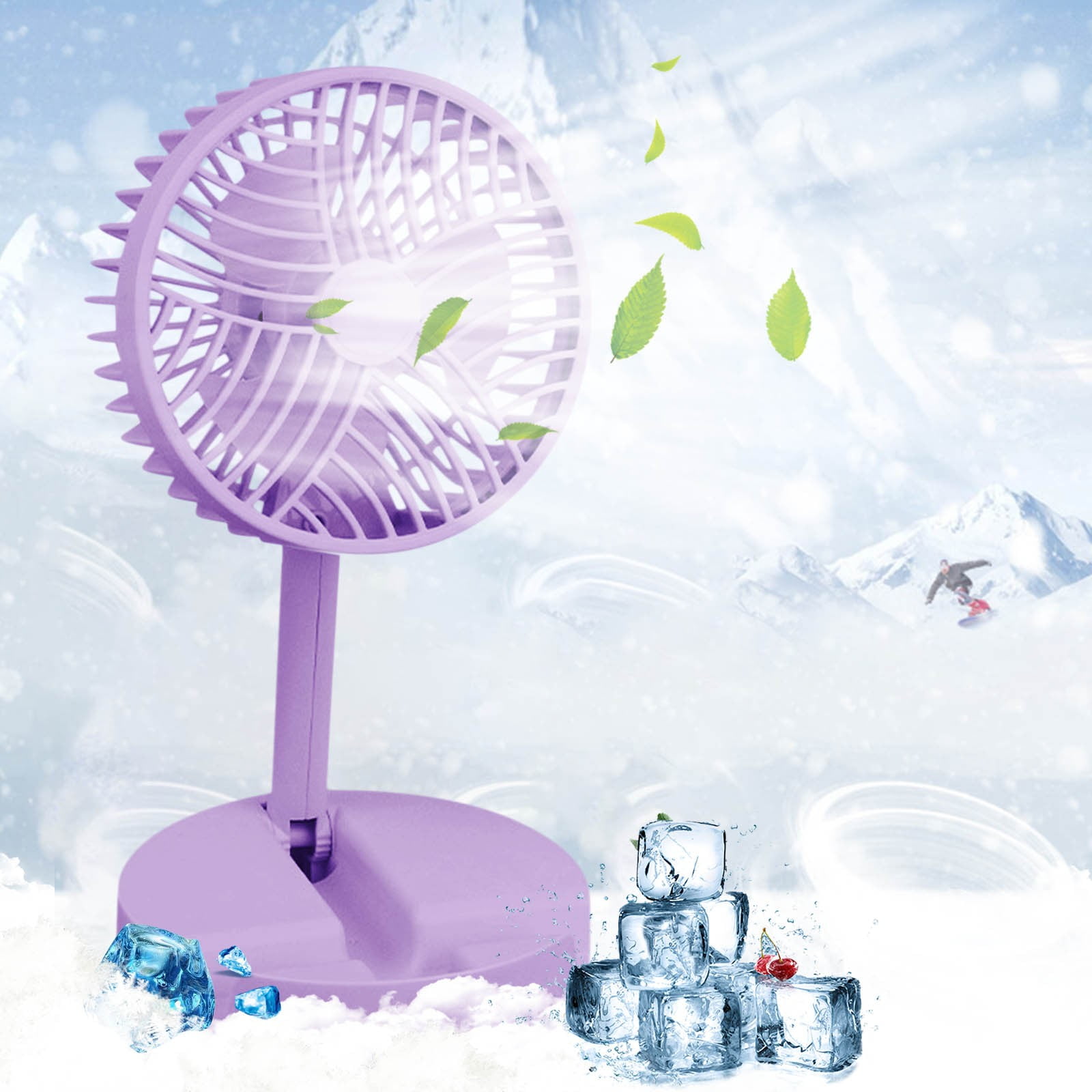 Xerdsx Battery Operated Portable Foldable Standing Fan Rechargeable USB