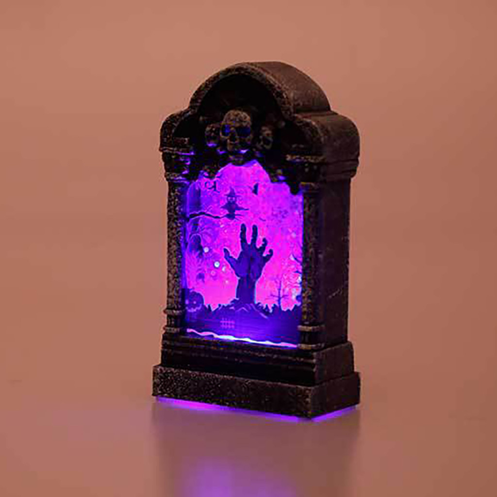 Xerdsx Halloween LED Graveyard Tombstones Halloween Headstone Light Skull Graveyard Lamp