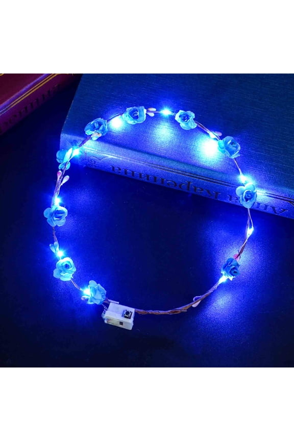 LED Flower Crown LED Flower Wreath Headband Multicolor Light up Headband Lighted Head Band Crown LED Hair Accessories Luminous Floral Headpiece Flower Headdress for Women Girls Wedding Party