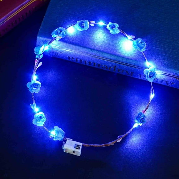 Xerdsx LED Flower Crown LED Flower Wreath Headband Multicolor Light up Headband Lighted Head Band Crown LED Hair Accessories Luminous Floral Headpiece Flower Headdress for Women Girls Wedding Party