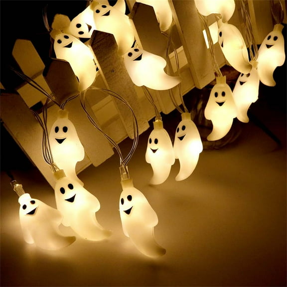 Xerdsx Solar Halloween Decorations Outdoor Lights, 5 FT 10 LED 3D Ghost Halloween String Lights Waterproof Solar Halloween Lights for Outdoor Indoor Window Halloween Party Decorations