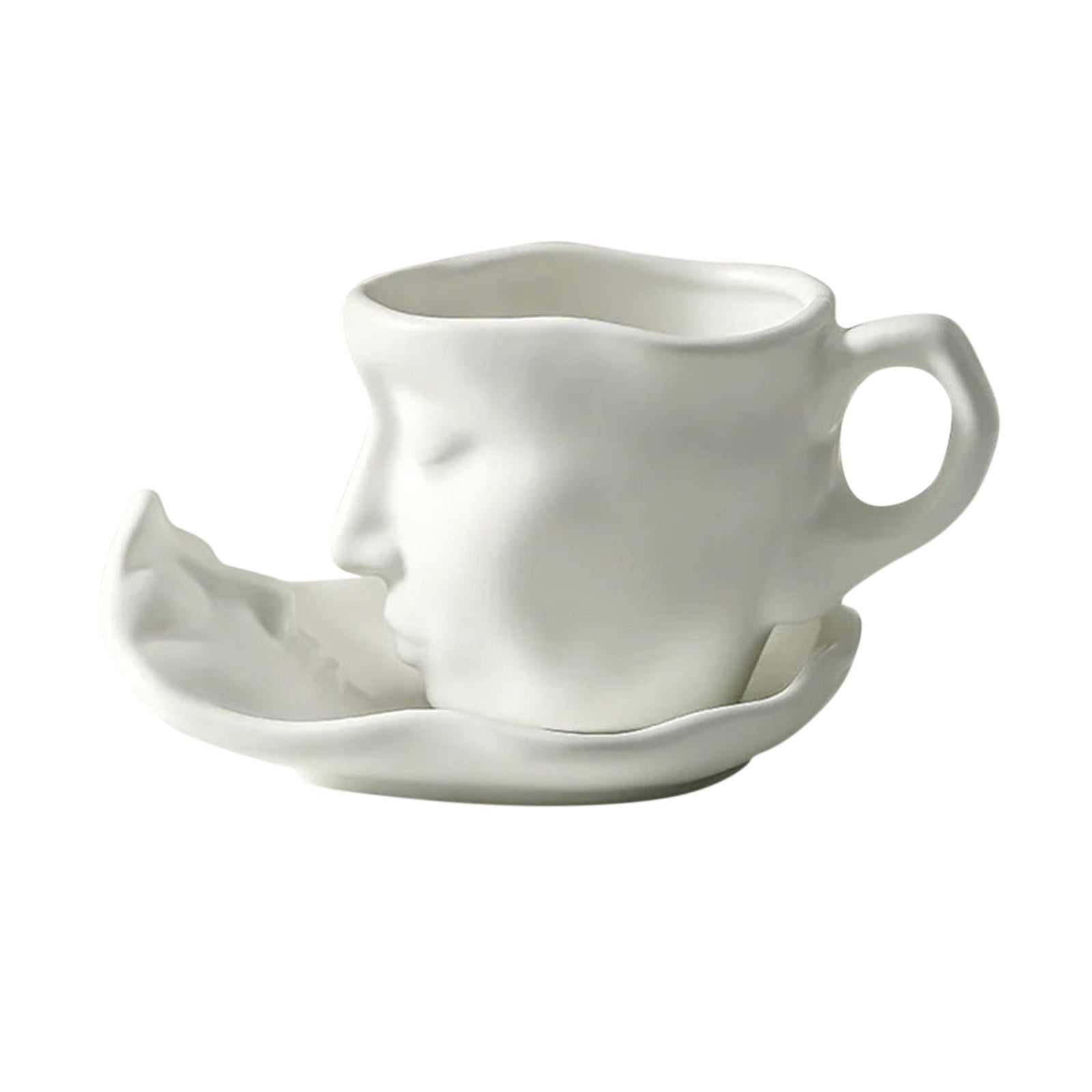 Xerdsx Tea Cup and Saucer Set Ceramic Kissing Couple Coffee Mug Set
