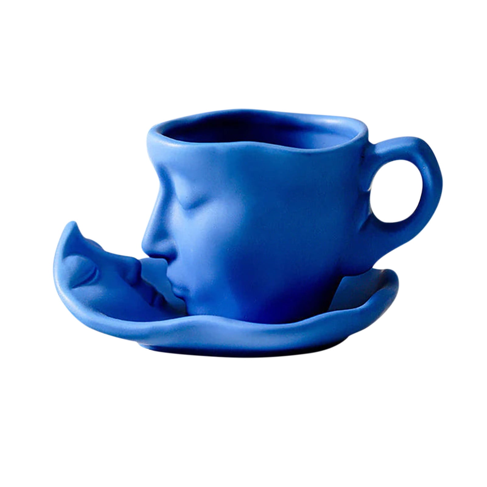 Xerdsx Tea Cup and Saucer Set Ceramic Kissing Couple Coffee Mug Set