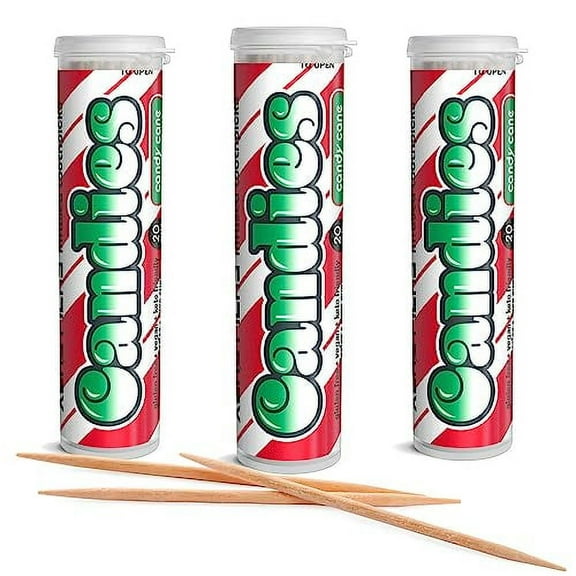 Xero Picks Candies - Candy Cane - Infused Flavored Toothpicks - 20 Picks - 3 Pack