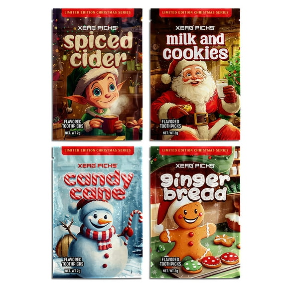Xero Picks Christmas Candies Stocking Stuffer Flavored Toothpicks - 120 Picks (12 Pack) - Variety