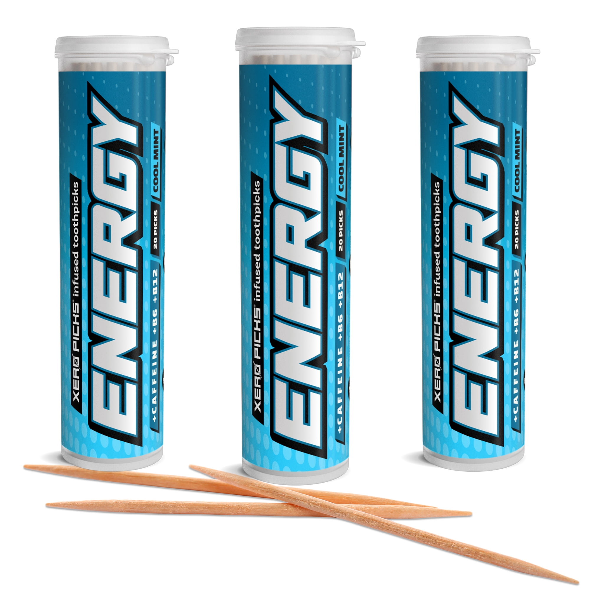 Xero Picks Energy Caffeine Flavored Toothpicks B12 for Focus & B6 (Cool ...