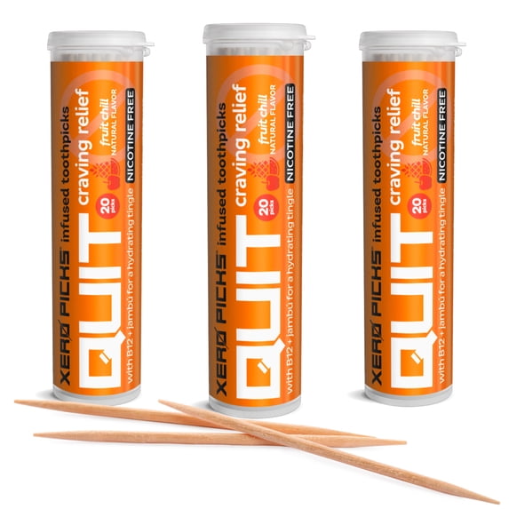 Xero Picks Infused Flavored Toothpicks to Help Quit Smoking - Nicotine Free (Fruit Chill, 3 Pack) Non-GMO Kosher Vegan