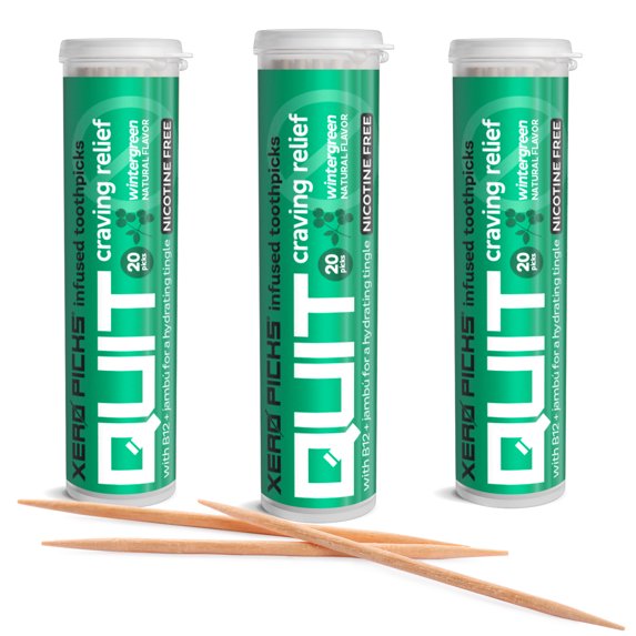 Xero Picks Infused Flavored Toothpicks to Help Quit Smoking - Nicotine Free (Wintergreenm, 3 Pack) Non-GMO Kosher Vegan