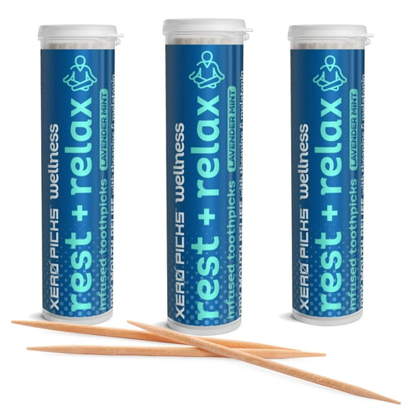 Xero Picks Wellness - Rest + Relax - Lavender Mint - Infused Flavored Toothpicks - 60 Picks - 3 Pack