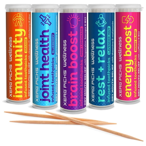 Xero Picks Wellness - Variety - Infused Flavored Toothpicks - 100 Picks - 5 Pack