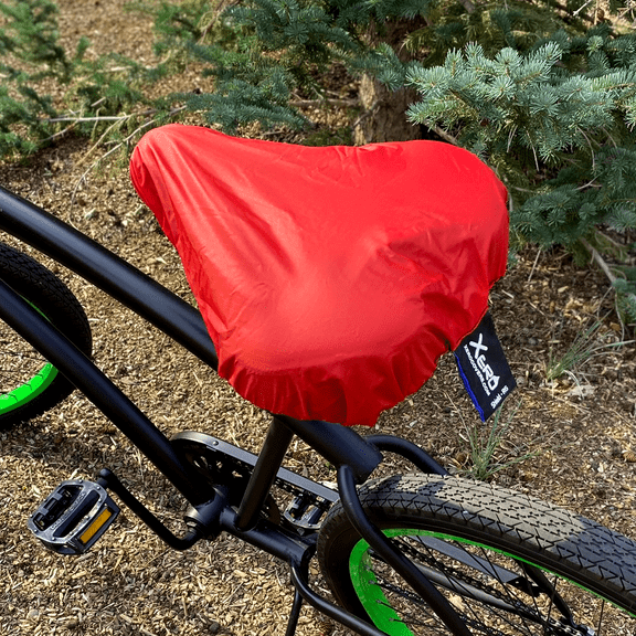 XeroCovers Shield Color - Waterproof Bike Seat Cover Reversible Red and Black with a reusable storage bag -Since 2010 -Made in America
